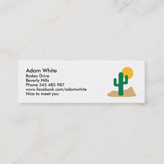 Wüstenkaktus Mini Visitenkarte (Vorderseite)