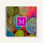 Wüstenkaktus Monogram Prickly Pear Lila Green Notizblock (Vorderseite)