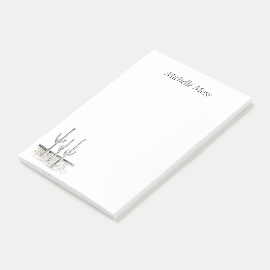 Wüstenkaktus Schwarz-weiß Südwesten Post-it Klebezettel (angewinkelt)