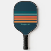 Wüstenkaktus Sonnenaufgang durch Striping mit Name Pickleball Schläger (Vorderseite)