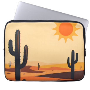 Wüstenkaktus-Sonnenuntergangs-Silhouette Laptopschutzhülle