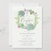 Wüstenkaktus Succulents Baby Baptisse Einladung (Vorderseite)