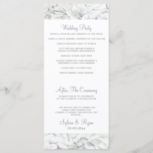 Wüstenkaktus Succulents Hochzeitsprogramme Programm (Rückseite)