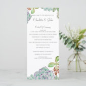 Wüstenkaktus Succulents Hochzeitsprogramme Programm (Stehend Vorderseite)