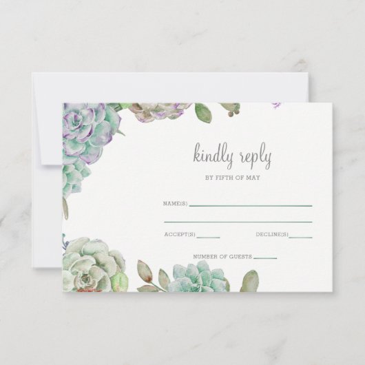 Wüstenkaktus Succulents Wedding rsvp Karte (Vorderseite)