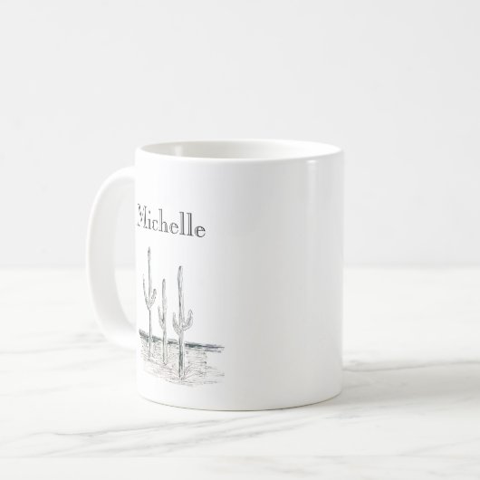 Wüstenkaktus SüdwestSchwarz-weiß Kaffeetasse (Vorderseite Links)