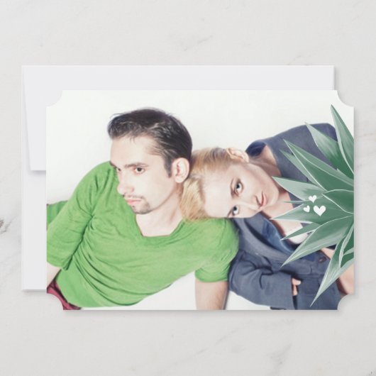 Wüstenkaktus Sukkulent Moderne Typografie Hochzeit Einladung (Rückseite)