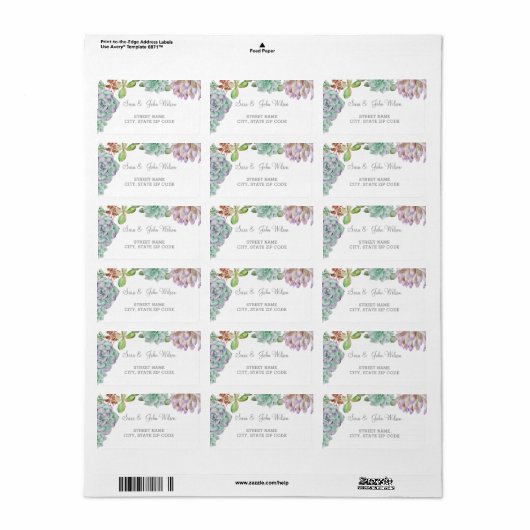 Wüstenkaktus Sukkulente Hochzeitsadressen Adressaufkleber (Vorne)