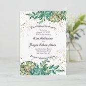 Wüstenkaktus Sukkulente romantische Hochzeitseinla Einladung (Stehend Vorderseite)