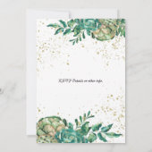 Wüstenkaktus Sukkulente romantische Hochzeitseinla Einladung (Rückseite)