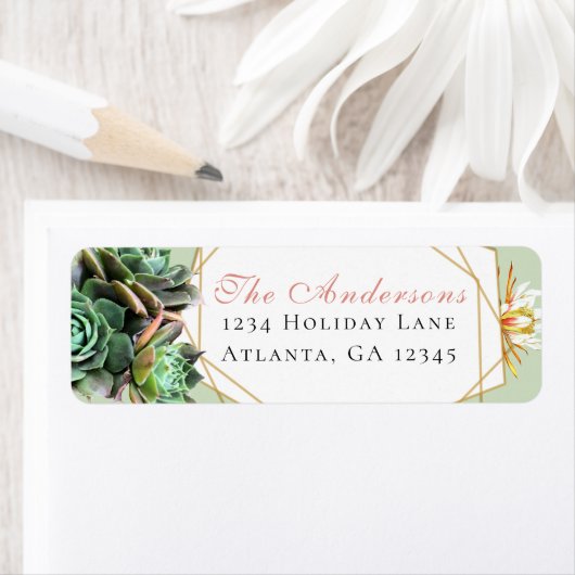 Wüstenkaktus Sukkulenter geometrischer Goldrahmen (Insitu)