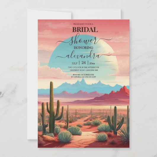Wüstenkaktus Sukkulents-Brautparty Einladung (Vorderseite)