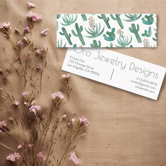 Wüstenkaktus & Sukkulents Chic Watercolor-Muster Mini Visitenkarte
