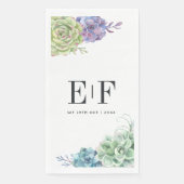 Wüstenkaktus Sukkulents Monogram Serviette (Vorderseite)