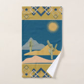 Wüstenkaktus Szene und geometrischer Trim Badhandtuch Set (Handtuch)