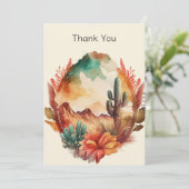 Wüstenkaktus und Gebirge Dankeskarte (Stehend Vorderseite)