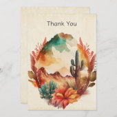 Wüstenkaktus und Gebirge Dankeskarte (Vorne/Hinten)