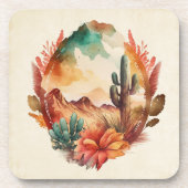 Wüstenkaktus und Gebirge Getränkeuntersetzer (Vorderseite)