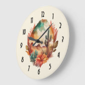 Wüstenkaktus und Gebirge Große Wanduhr (Winkel)