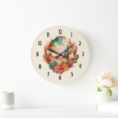 Wüstenkaktus und Gebirge Große Wanduhr (Zuhause)