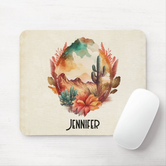 Wüstenkaktus und Gebirge Mousepad (Mit Mouse)