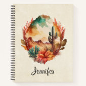 Wüstenkaktus und Gebirge Notizblock (Vorderseite)