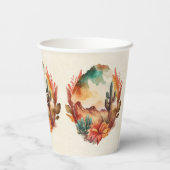 Wüstenkaktus und Gebirge Pappbecher (Rückseite)