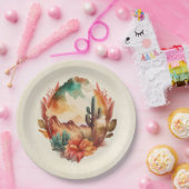 Wüstenkaktus und Gebirge Pappteller (Party)