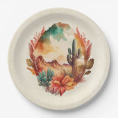 Wüstenkaktus und Gebirge Pappteller (Vorderseite)