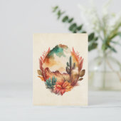 Wüstenkaktus und Gebirge Postkarte (Stehend Vorderseite)