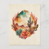 Wüstenkaktus und Gebirge Postkarte (Vorderseite)