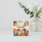 Wüstenkaktus und Gebirge Quadratische Visitenkarte (Stehend Vorderseite)