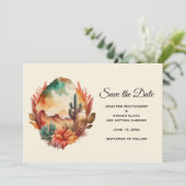 Wüstenkaktus und Gebirge Save The Date (Stehend Vorderseite)