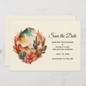 Wüstenkaktus und Gebirge Save The Date (Vorne/Hinten)