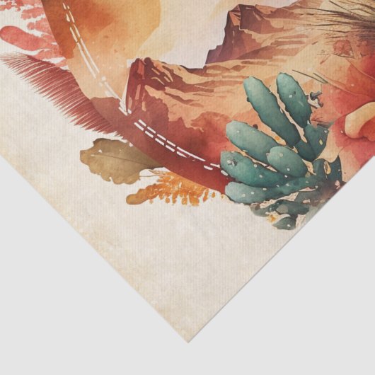 Wüstenkaktus und Gebirge Seidenpapier (Ausschnitt)