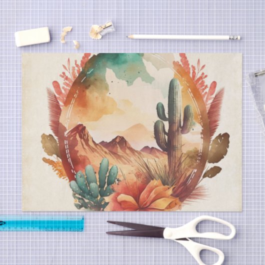 Wüstenkaktus und Gebirge Seidenpapier (Handwerk)