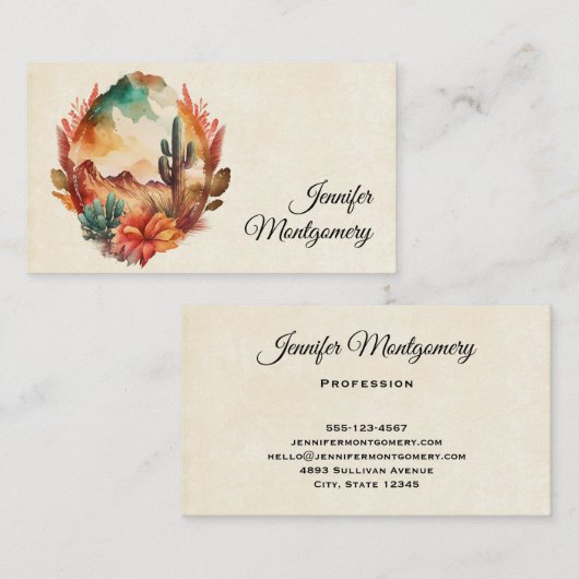 Wüstenkaktus und Gebirge Visitenkarte (Vorne/Hinten)