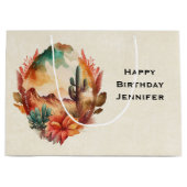 Wüstenkaktus und Gebirge zum Geburtstag Große Geschenktüte (Vorderseite)