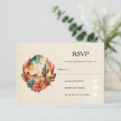 Wüstenkaktus und Hochzeiten der Berge RSVP Karte (Stehend Vorderseite)