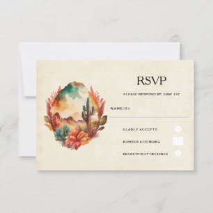 Wüstenkaktus und Hochzeiten der Berge RSVP Karte