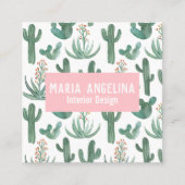 Wüstenkaktus und Sukkulturen Wasserfarbendesign Quadratische Visitenkarte (Vorderseite)