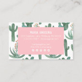 Wüstenkaktus und Sukkulturen Wasserfarbendesign Visitenkarte (Rückseite)