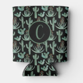 Wüstenkaktus Wasserfarbe CUSTOM Initials Black Dosenkühler (Vorderseite)