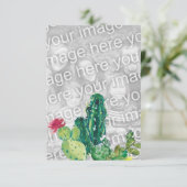 Wüstenkaktus Wasserfarbe Fügen Sie Ihre eigenen Fo Begleitkarte (Stehend Vorderseite)