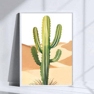 Wüstenkaktus   Wasserfarbe Grüne Kakteen Poster