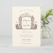 Wüstenkaktus Western Monogram Wedding Einladung (Stehend Vorderseite)