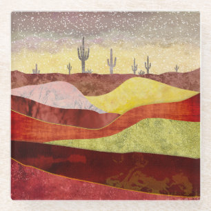 Wüstenkaktuslandschaft Glasuntersetzer