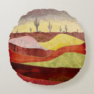 Wüstenkaktuslandschaft Rundes Kissen