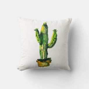 Wüstenkaktuspflanze Aquarell Südwestlicher Boho-St Kissen