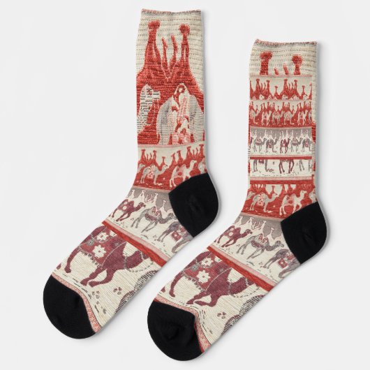 Wüstenkamelkarawanenkunst Socken (Linkes Detail)